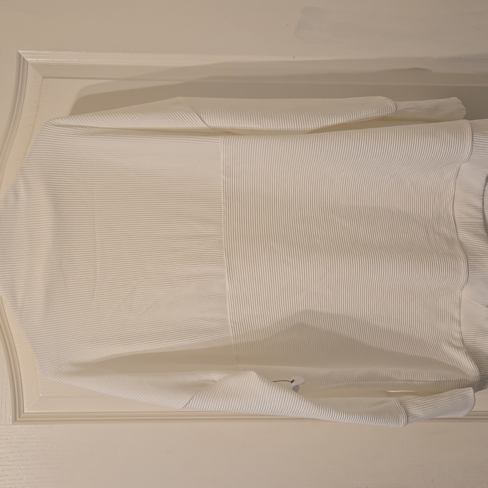 ⛱️Tribal Jeans White Mock Neck Ribbed Long Sleeve Top NWOT Size L - Picture 4 of 10